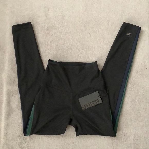 Splits59 OLIVIA HIGH WAIST 7/8 TIGHT BLACK GREEN Leggings - Picture 2 of 7